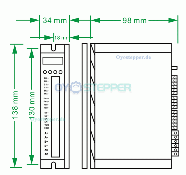 OK2D57ECS Closed-Loop-Schritttreiber 1~6A 24~48VDC für Nema 23, Nema 24 Schrittmotor