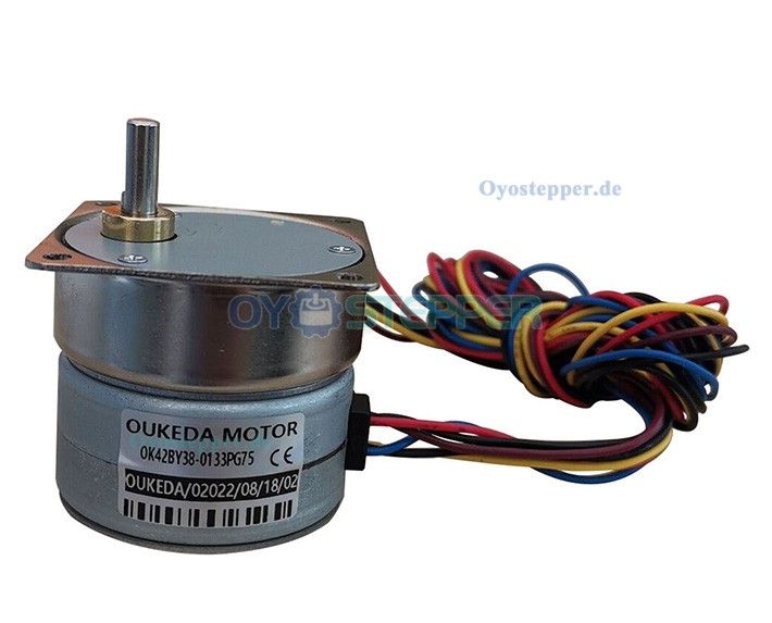 OUKEDA Permanentmagnet-Schrittmotor mit Getriebe 10:1 / 30:1 / 50:1 / 75:1 / 120:1, 7,5°, 24V, 4-Phasen