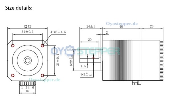 OUKEDA Integrierter NEMA 17 Schrittmotor mit Steuerung, 1,8°, 0,44 Nm, 1,68A, 2-Phasen