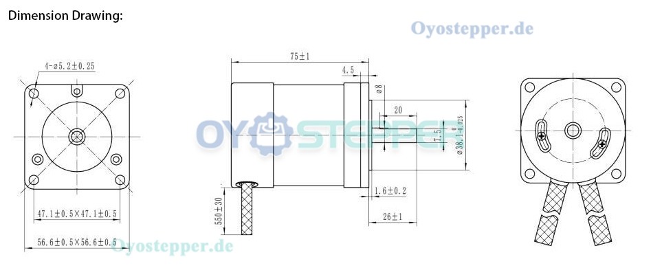 OUKEDA 2-Phasen Bürstenloser Gleichstrommotor, 22 Ncm, 24V, 3000 U/min, Ø57 mm