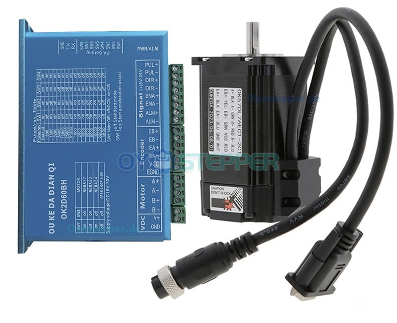 OUKEDA Nema 23 Closed-Loop-Schrittmotor mit Treiber-Kit und Encoder, 2-phasig, 2,0 Nm, 1,8 Grad