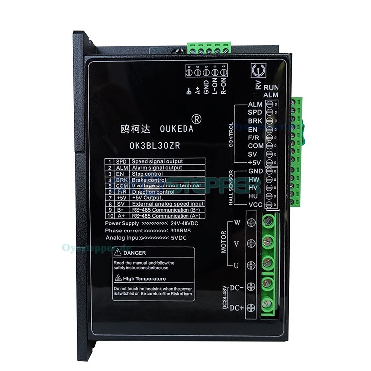 Oukeda Bürstenloser Gleichstrommotor und BLDC-Treiber-Kit 95,55 Ncm 300W 24V/48V 3000 U/min Drehstrom