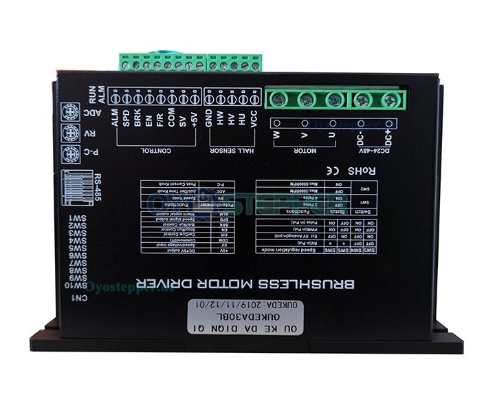 Oukeda Treiber für bürstenlose Gleichstrommotoren 24-48V 30A 850W für Φ60mm/80mm/86mm BLDC-Motoren