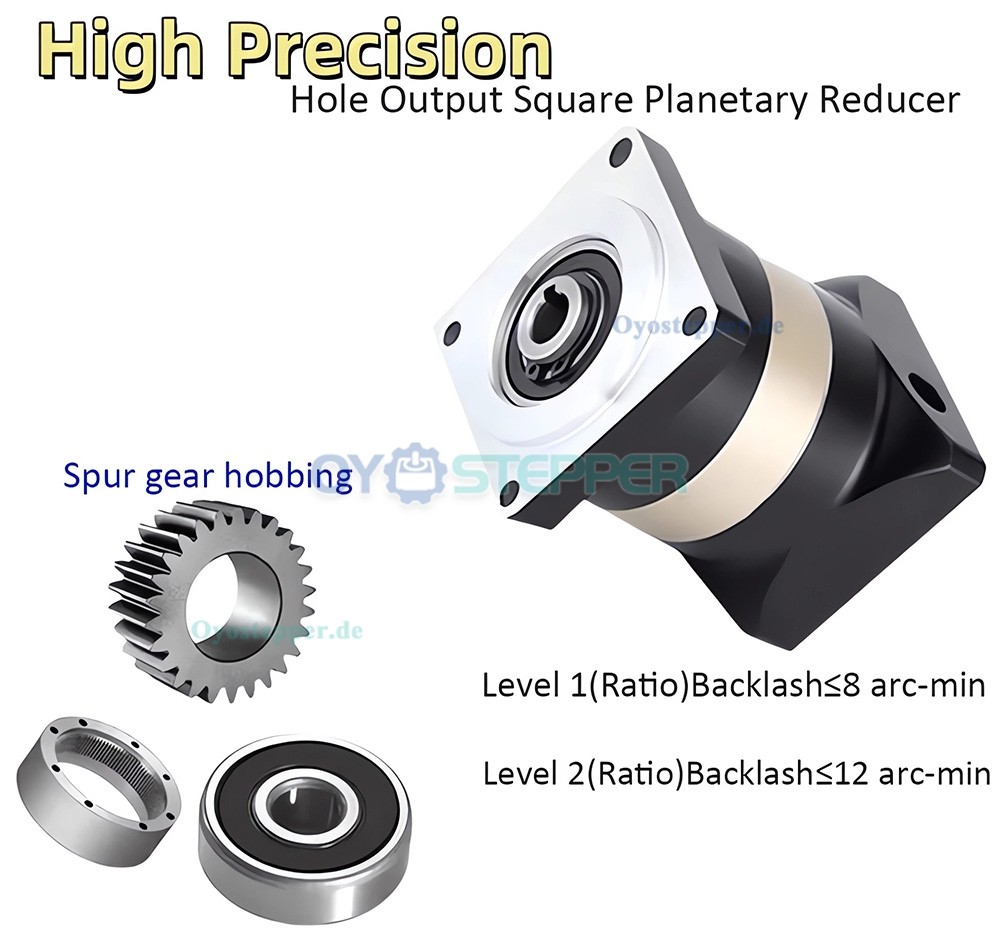 Planetengetriebe mit Hohlbohrung und Abtrieb für NEMA 23, 34 Schrittmotoren und 80/110/130/180mm Servomotoren Planetengetriebe mit Hohlbohrung und Abtrieb für NEMA 23, 34 Schrittmotoren und 80/110/130/180mm Servomotoren