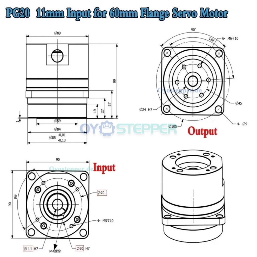 PG-Serie,Harmonisches-Getriebe, &Uuml;bersetzungsverh&auml;ltnis 50/80/100:1, Untersetzungsgetriebe, 20 Bogensekunden