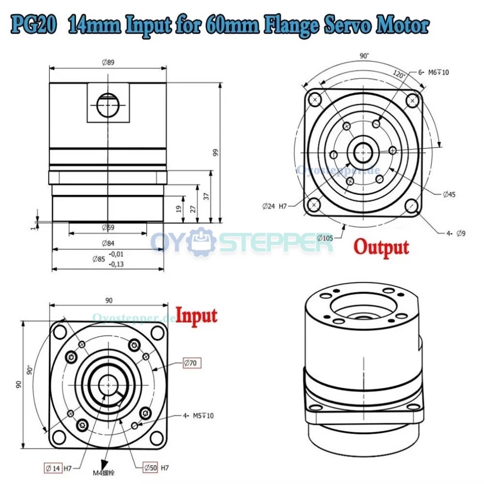 PG-Serie,Harmonisches-Getriebe, &Uuml;bersetzungsverh&auml;ltnis 50/80/100:1, Untersetzungsgetriebe, 20 Bogensekunden