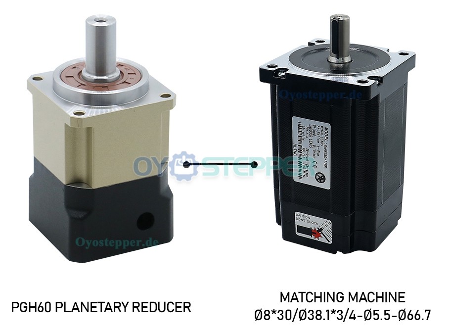 Planetengetriebe mit Schrägverzahnung für NEMA 23/24 Schrittmotor, 16mm Welle