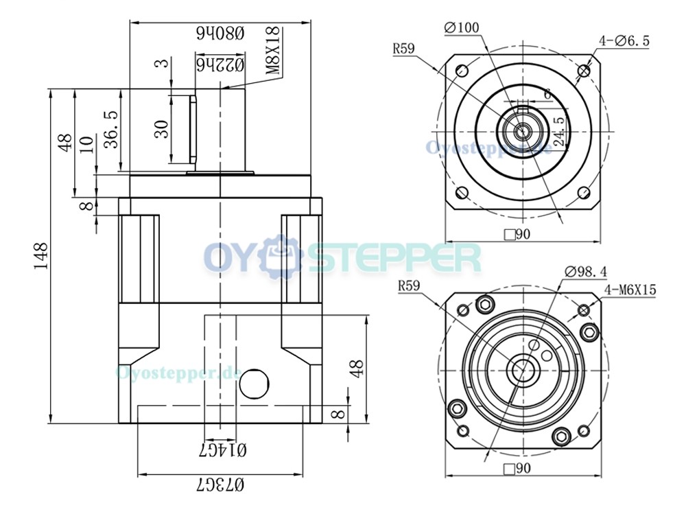Hochleistungs-Planetengetriebe mit Schrägverzahnung für NEMA 34 Schrittmotor / 80–130mm Servomotor