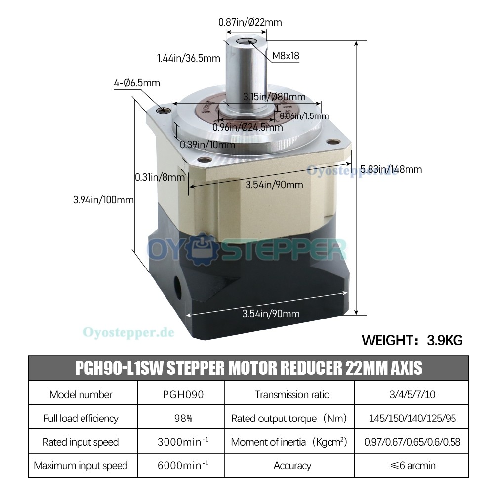 Hochleistungs-Planetengetriebe mit Schrägverzahnung für NEMA 34 Schrittmotor / 80–130mm Servomotor