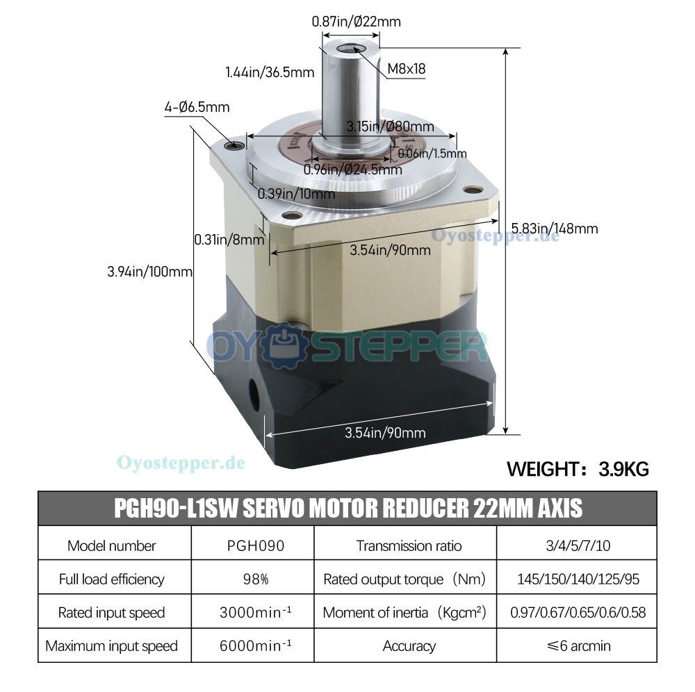 Hochleistungs-Planetengetriebe mit Schrägverzahnung für NEMA 34 Schrittmotor / 80–130mm Servomotor