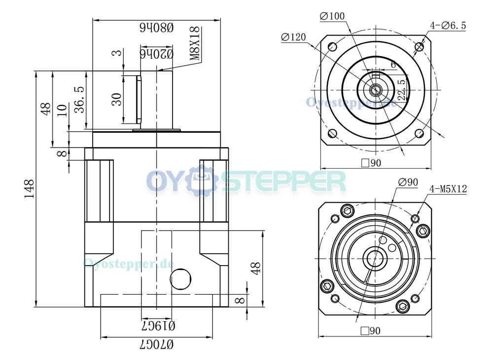 Hochleistungs-Planetengetriebe mit Schrägverzahnung für NEMA 34 Schrittmotor / 80–130mm Servomotor