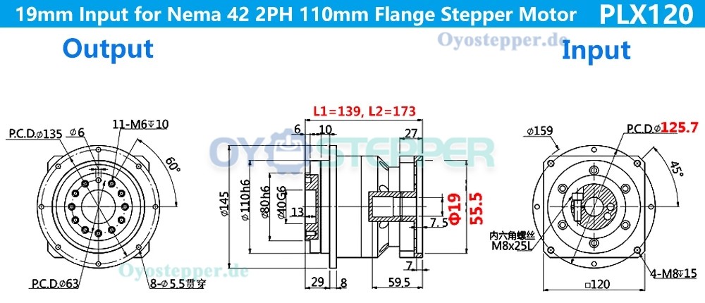 Planetengetriebe mit Schrägverzahnung für NEMA 42 Schrittmotor & 110mm/130mm Servomotor