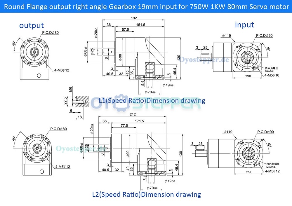 PVE090 Winkel-Planetengetriebe f&uuml;r NEMA 34 Schrittmotor / 80mm Servomotor