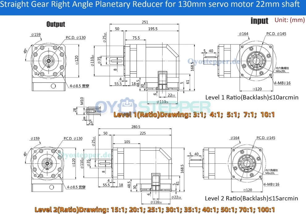 PVF120 Rechtwinkliges Planetengetriebe für Nema 42 Schrittmotoren / 100 bis 130 mm Servomotoren PVF120 Rechtwinkliges Planetengetriebe für Nema 42 Schrittmotoren / 100 bis 130 mm Servomotoren