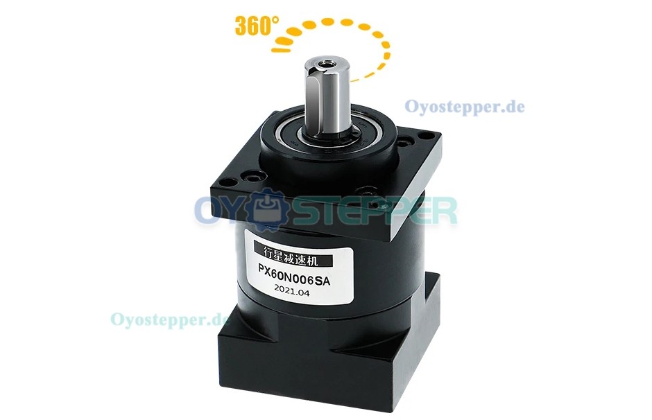 Planetengetriebe PX60, Untersetzung 4 / 6 / 10 / 16 / 24 / 36 / 64 / 96 / 144 / 216, max. 40 Nm passend für NEMA 24 (60mm) Schrittmotor