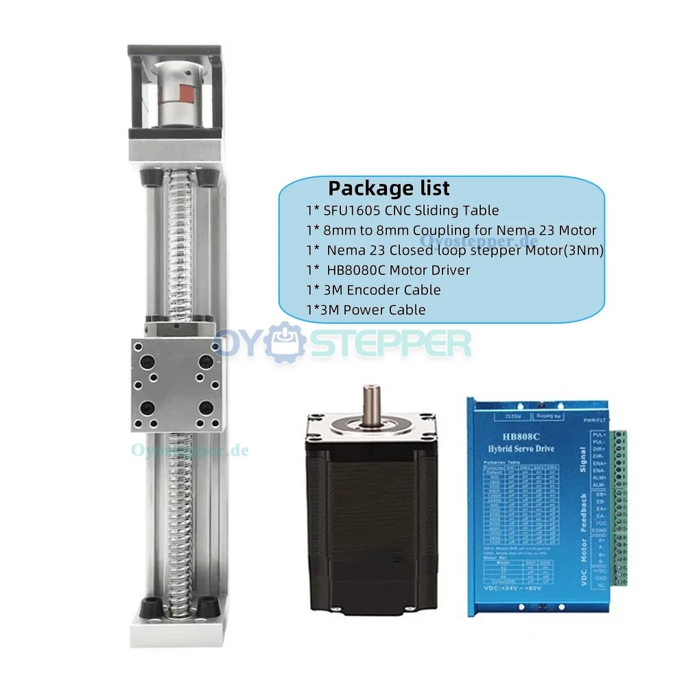 Motorisierte Lineartisch mit Kugelgewindetrieb und Closed Loop NEMA 23 Schrittmotor und Treibersatz