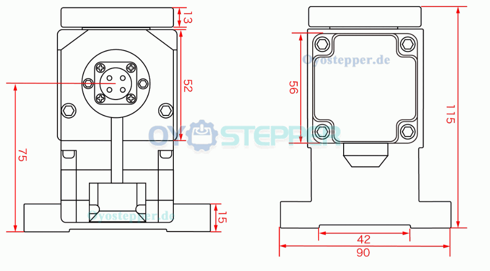 CNC A/C Drehachse als 5. Achse mit Harmonic Drive Getriebe 50:1 und NEMA23 Schrittmotor
