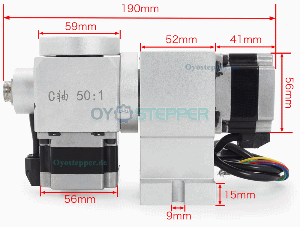 CNC A/C Drehachse als 5. Achse mit Harmonic Drive Getriebe 50:1 und NEMA23 Schrittmotor