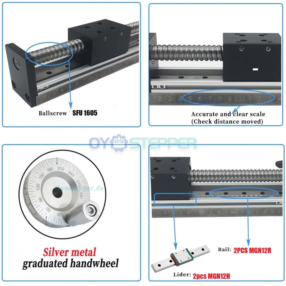 SXG5080 Manueller Linearführungs Schlitten mit Kugelgewindetrieb und Handrad SXG5080 Manueller Linearführungs Schlitten mit Kugelgewindetrieb und Handrad