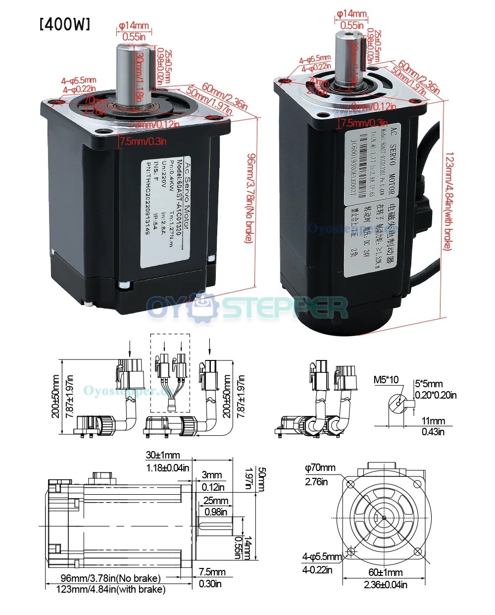 400W / 600W / 750W / 1000W AC-Servomotor & Treiber-Set – 110V / 220V, 1,27–3,8 Nm für CNC-Graviermaschine