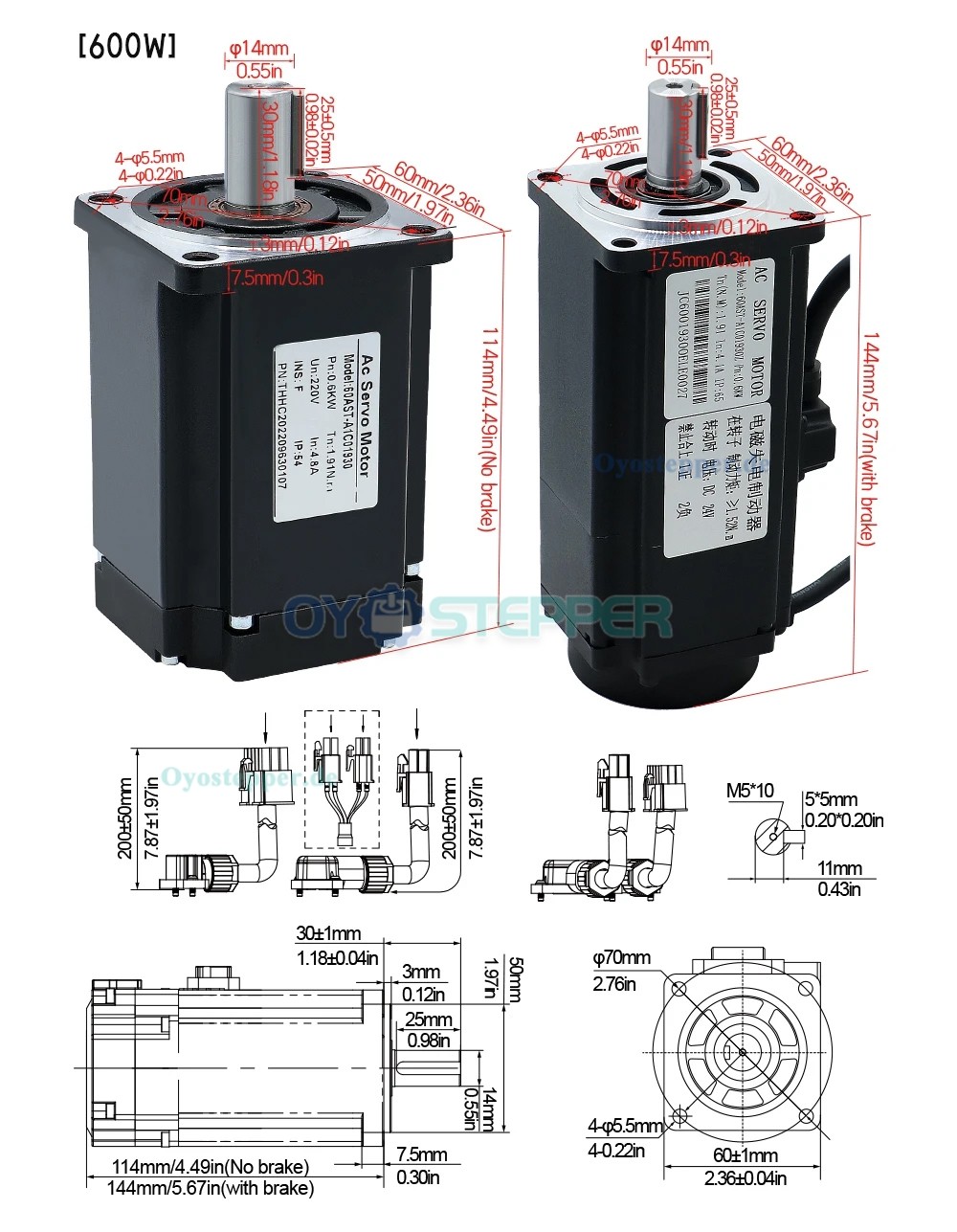 400W / 600W / 750W / 1000W AC-Servomotor & Treiber-Set – 110V / 220V, 1,27–3,8 Nm für CNC-Graviermaschine