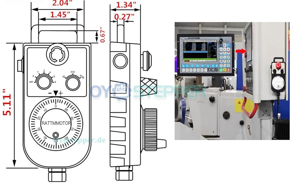 5 Achsen CNC MPG Handrad mit 15-poligem Stecker f&uuml;r DDCSV4.1 CNC Controller