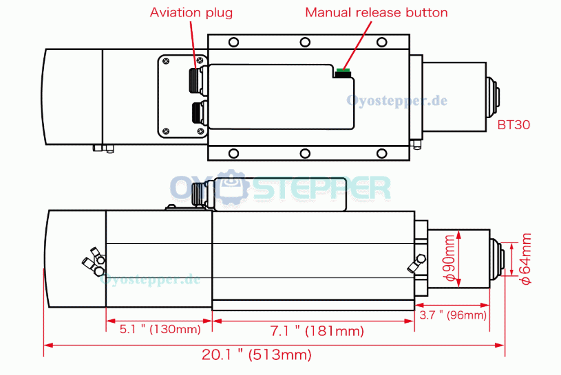 Luftgekühltes 4,5kW BT30 ATC Motorspindel Set mit 5,5kW Frequenzumrichter Luftgekühltes 4,5kW BT30 ATC Motorspindel Set mit 5,5kW Frequenzumrichter
