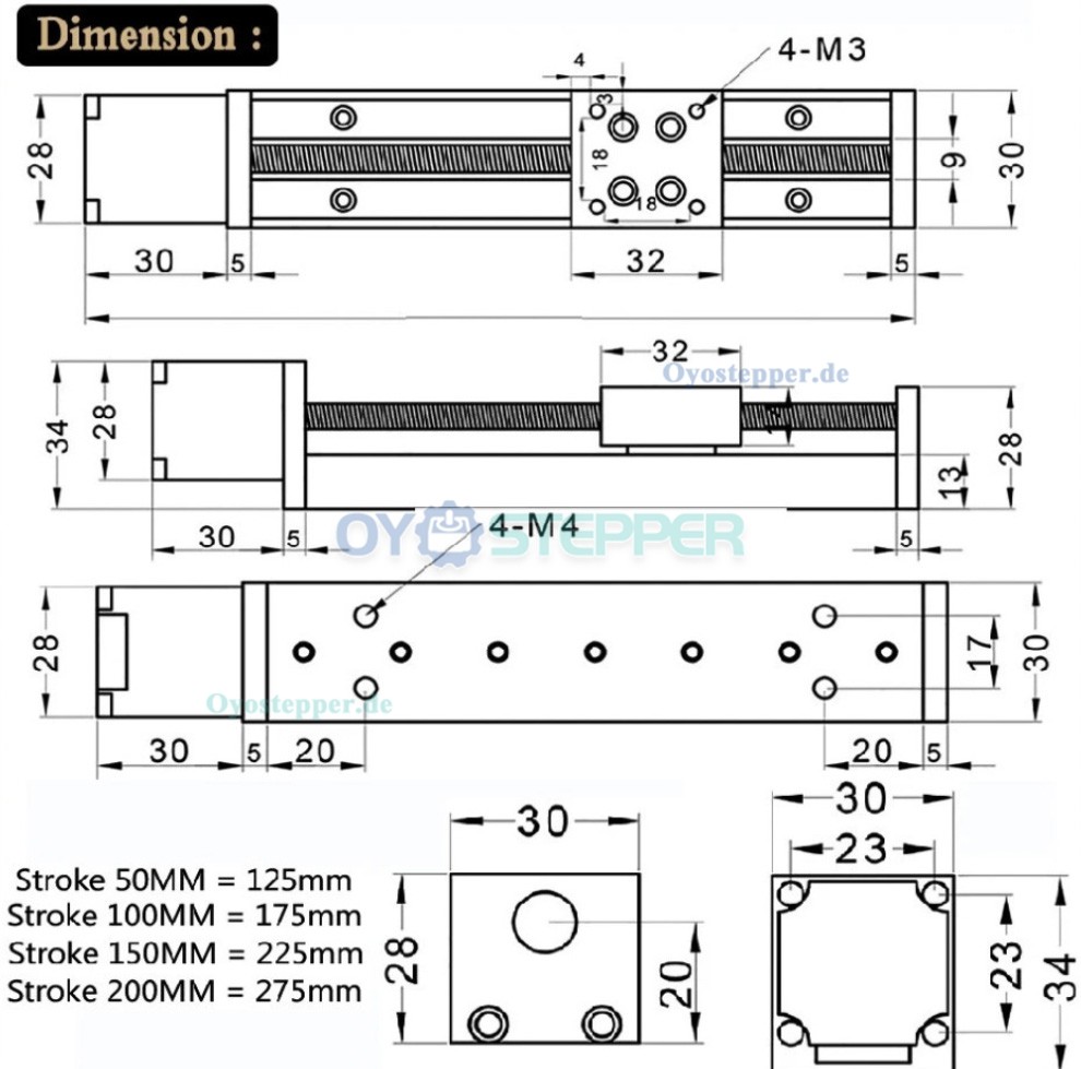 Mini CNC Motorisierte Lineartisch 0,07 Nm mit NEMA 11 Schrittmotor und Treibersatz TB6600 Kit