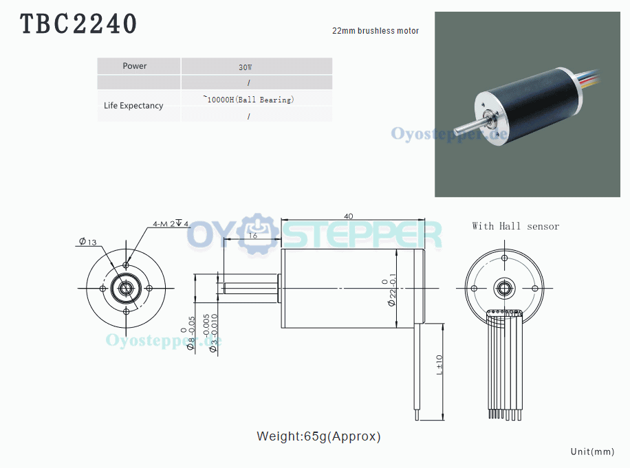 2 Stück bürstenloser DC-Planetengetriebemotor, 24V, kernlos, 150 g·cm, 22 × 40 mm