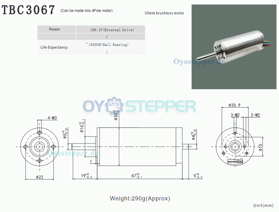 2 Stück Mikro-DC-Motor, bürstenlos und kernlos, 24V / 48V, 30 × 67 mm, 10–20 kg·cm Drehmoment