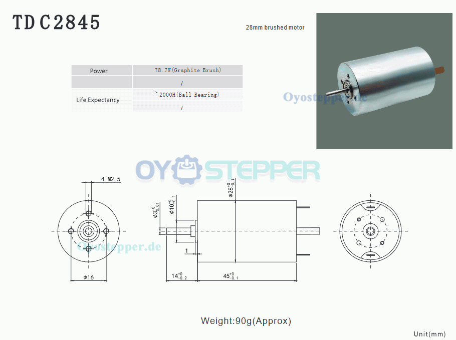 2 Stück Coreless-DC-Motor, 12V / 24V, 1300–1500 mA, 1150 g·cm, 5500–6900 U/min, 45W, Ø28 × 45 mm
