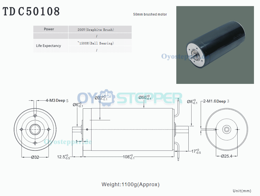 2 Stück Eisenloser Gleichstrommotor, 24V / 36V, Dual-Welle, 4000 g·cm, Ø50 × 108 mm