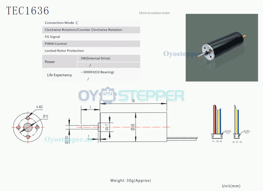 2 Stück runder BLDC-Motor, bürstenlos & kernlos, 12V / 24V, 32,6 g·cm, Ø16 × 36 mm, 2 mm Welle