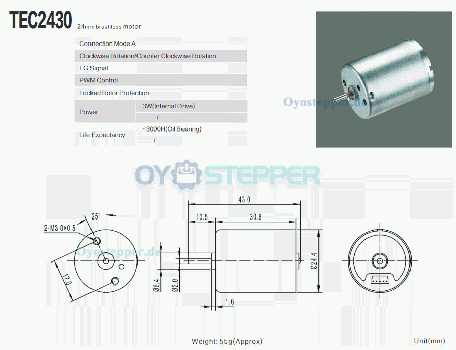 2 Stück Bürstenloser DC-Motor 12V / 24V, 50 g·cm, 5000–8000 U/min, 22 × 30 m