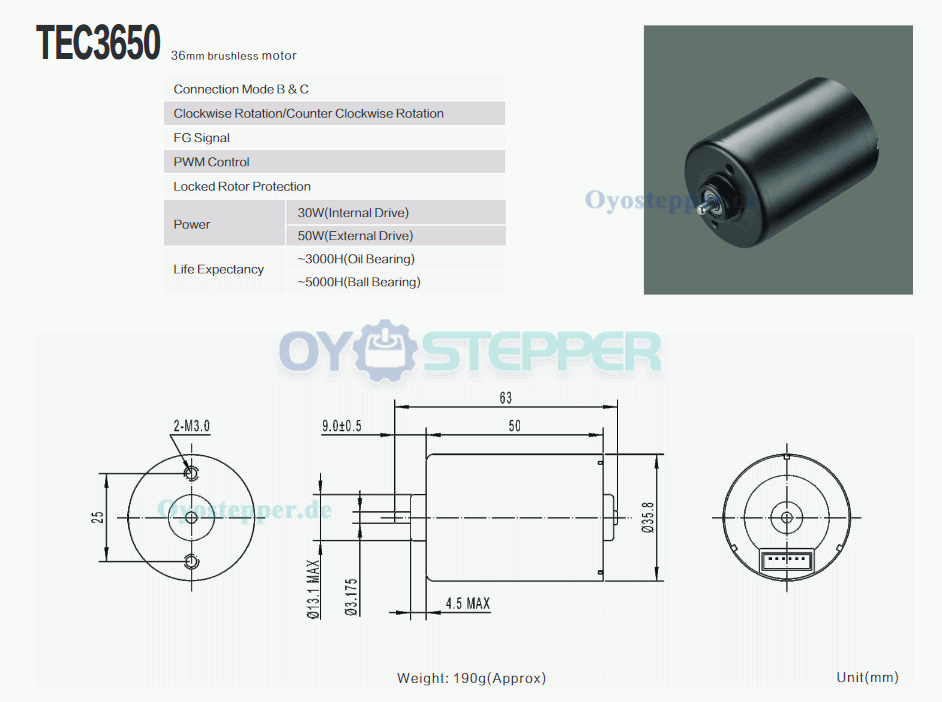 2 Stück Bürstenloser Gleichstrommotor BLDC-Motor 12V / 24V, 1000–1800 g·cm, Ø36 mm