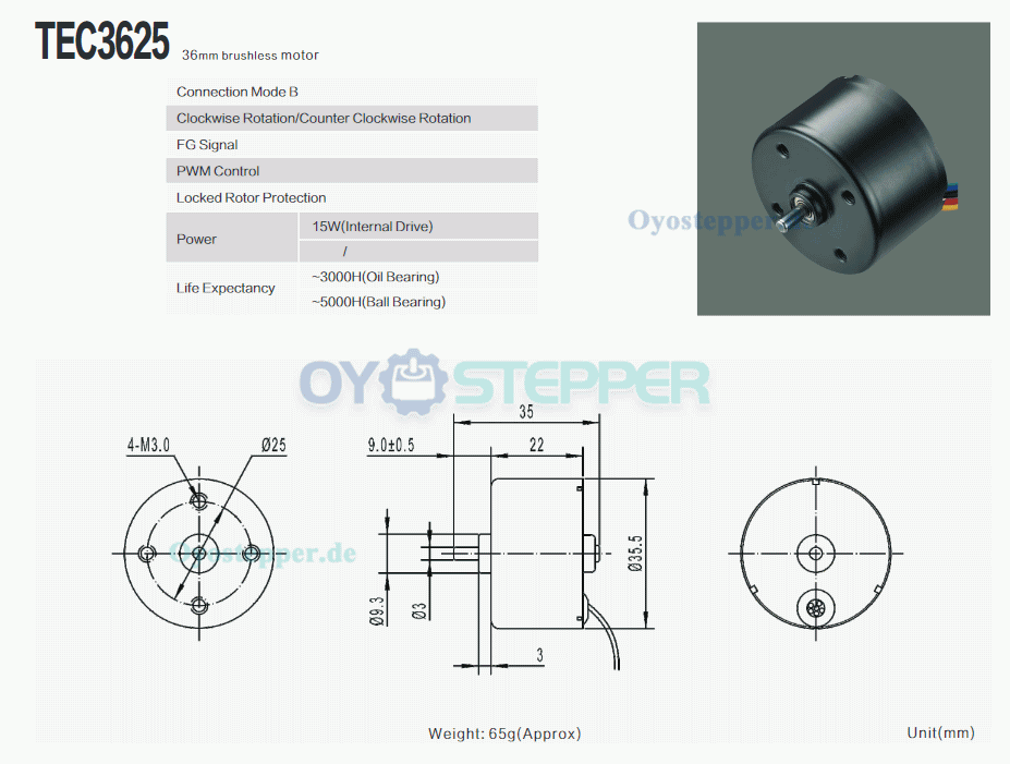 2 Stück Bürstenloser Gleichstrommotor 12V / 24V, 550 g·cm, 6000 U/min, 36 × 25 mm, BLDC-Motor