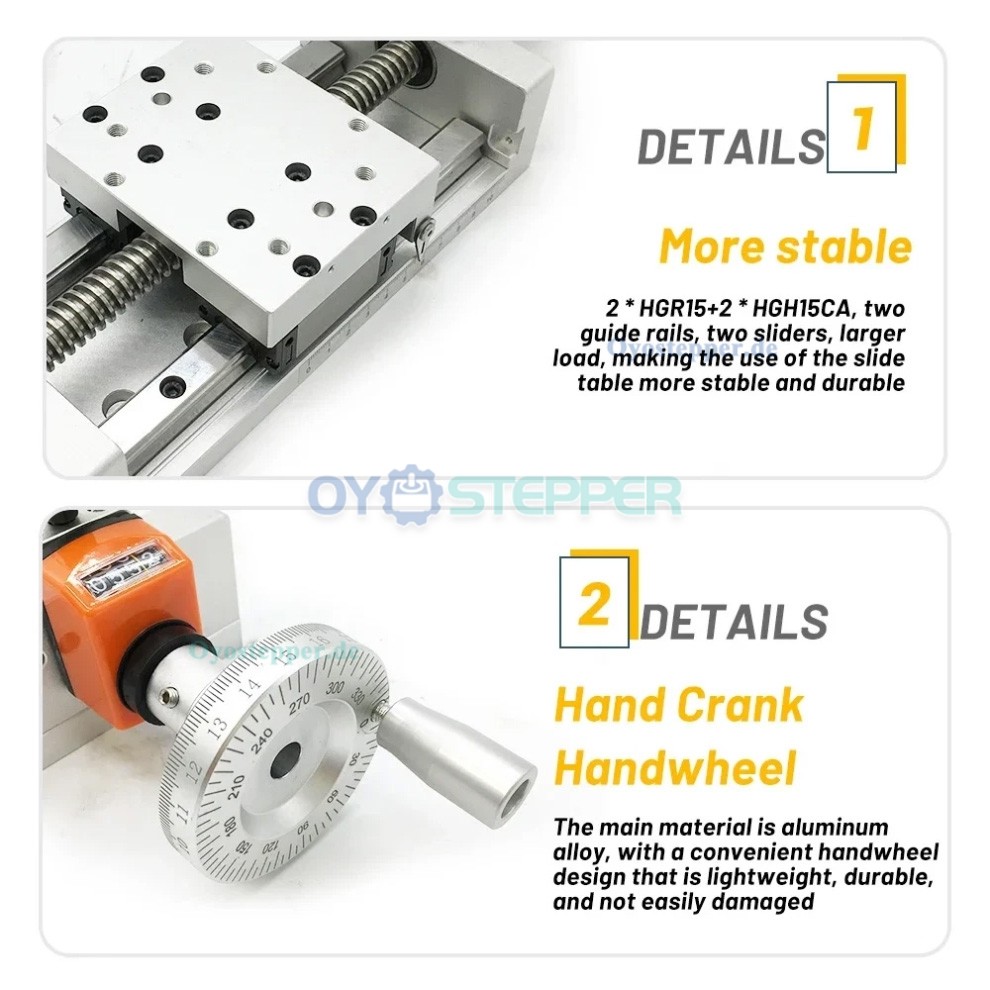 CNC-Linearf&uuml;hrungs Schlitten mit Selbstsicherndem Digitaldisplay, Z-Positionierung und Trapezgewindetrieb