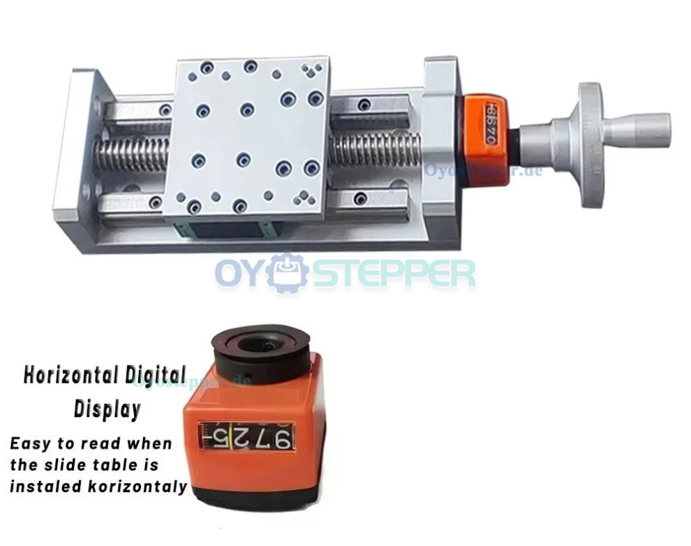 CNC-Linearf&uuml;hrungs Schlitten mit Selbstsicherndem Digitaldisplay, Z-Positionierung und Trapezgewindetrieb