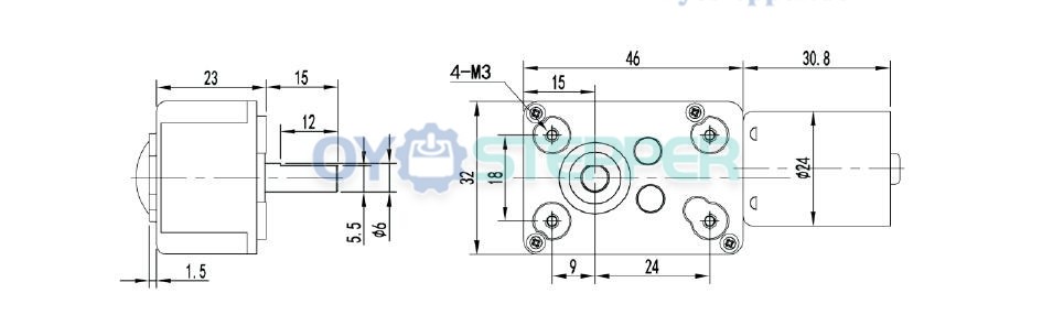 2 Stück Bürstenloser Schneckengetriebemotor, 12V / 24V, 8 kg·cm, 4500 U/min, 32 × 76,8 mm
