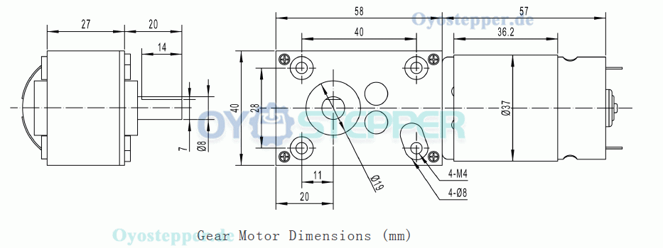 2 Stück DC-Schneckengetriebemotor, 12V / 24V, Permanentmagnet, 10 kg·cm, 40 × 58 mm