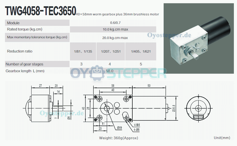 2 Stück Permanentmagnet-DC-Schneckengetriebemotor, 12V / 24V, 10 kg·cm, 37 × 37 mm