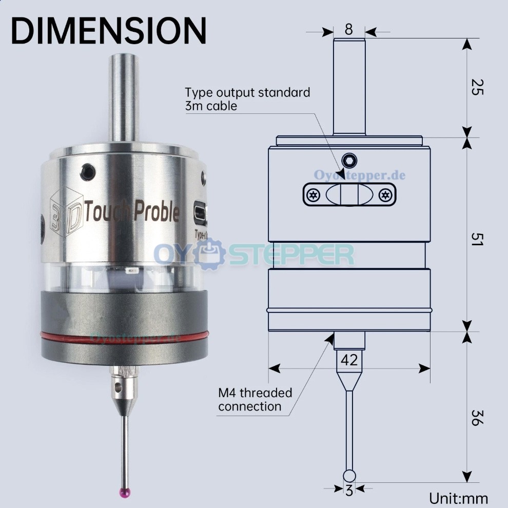 WP500 3D Kantentaster und Messtaster 0,001mm f&uuml;r CNC Fr&auml;smaschinen