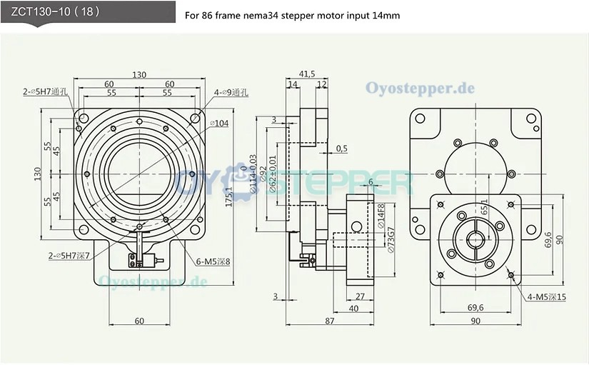 Hohlwellen-Drehtisch-Getriebe,Übersetzung 10:1/18:1 für NEMA 34 (86mm) Schrittmotor