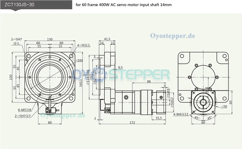 Hohlwellen-Drehtisch-Getriebe,Übersetzung 10:1/18:1 für NEMA 34 (86mm) Schrittmotor