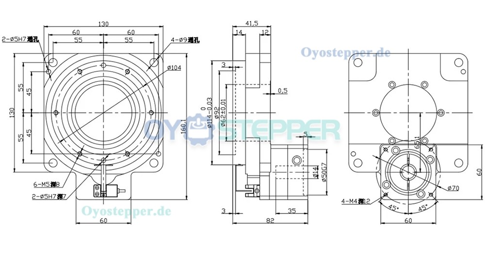 Hohlwellen Drehtisch Getriebe,Übersetzung 10:1/18:1 für 60mm 400W AC-Servomotor