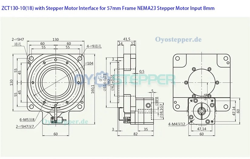 Hohlwellen Drehtisch Getriebe,Übersetzung 10:1/18:1 für 60mm 400W AC-Servomotor