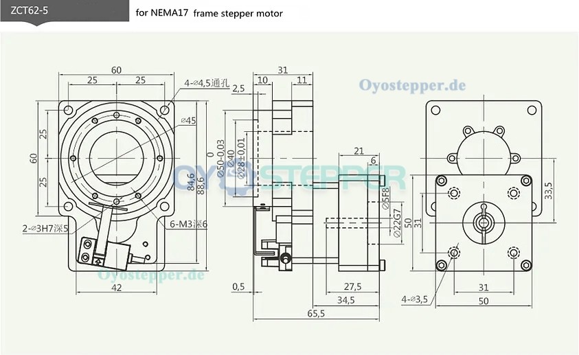 Hohlwellen Drehtisch Getriebe für 50W/100W AC-Servomotor