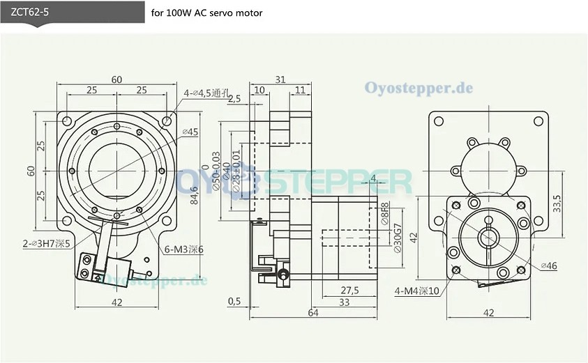 Hohlwellen Drehtisch Getriebe für 50W/100W AC-Servomotor