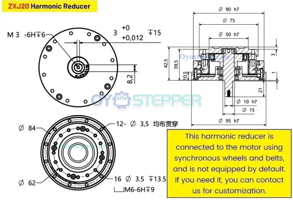ZXJ-Serie Harmonic-Drive-Getriebe,&Uuml;bersetzungsverh&auml;ltnis 30:1 bis 100:1, Eingangswellen-&Uuml;bersetzung 30 Bogensekunden