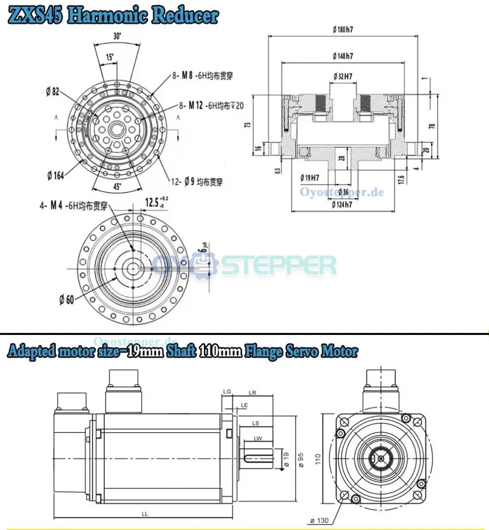 ZXS-Serie Harmonic-Drive-Getriebe,Schalen-&Uuml;bersetzungsverh&auml;ltnis 30:1 bis 160:1 , f&uuml;r Schrittmotor / Servomotoren